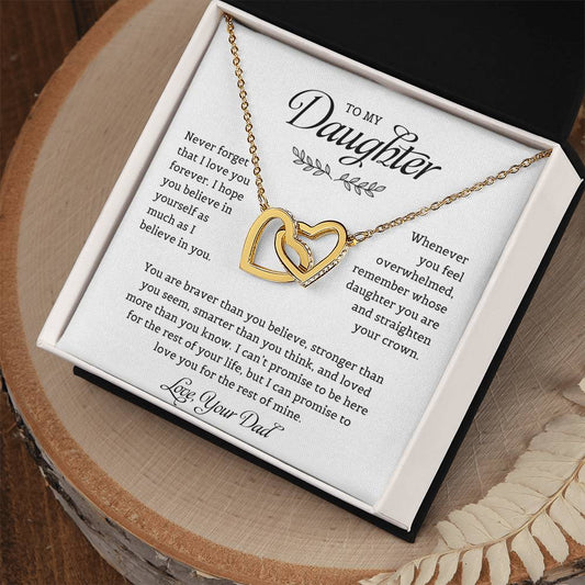 To My Daughter | Never Forget That I Love You - Interlocking Hearts necklace